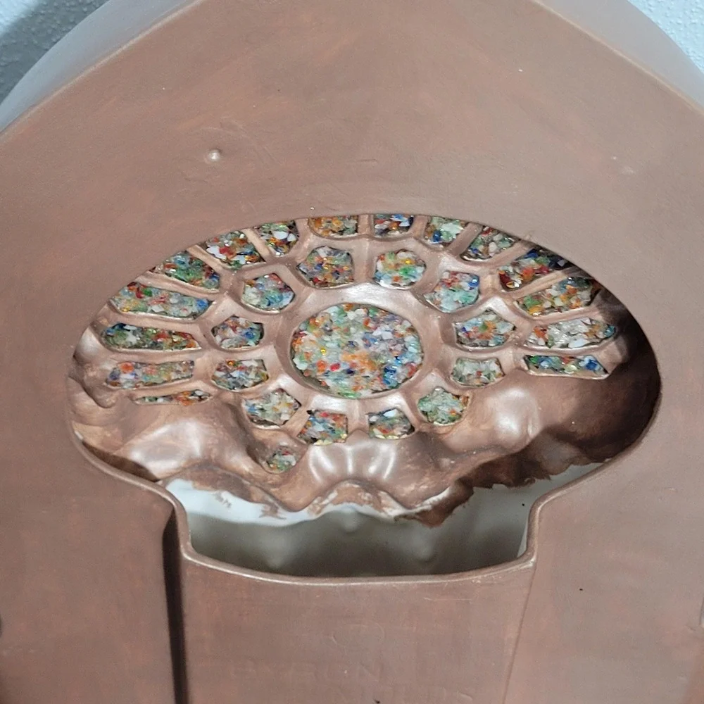1978 Ceramic Christmas Angel Choir Stained Glass‎ Cathedral Window Byron Mold